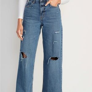 COPY - Extra High-Waisted Ripped Baggy Wide-Leg Non-Stretch Jeans for Women